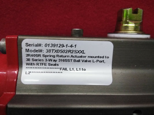 TRIAC 38TX0502R2SXXL 2R40SR SPRING RETURN ACTUATOR MOUNTED TO 38 SERIES 3-WAY 31