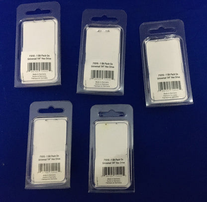1 LOT OF QTY 5 - WIHA 71010-1 BIT PACK ON UNIVERSAL 1/4" HEX DRIVE 4.5 SLOTTED