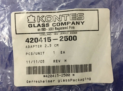 KONTES GLASS COMPANY 420415-2500 ADAPTER 2.5 CM