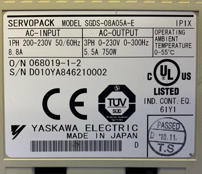 Yaskawa Servopack SGDS-08A05A-E Servo Drive