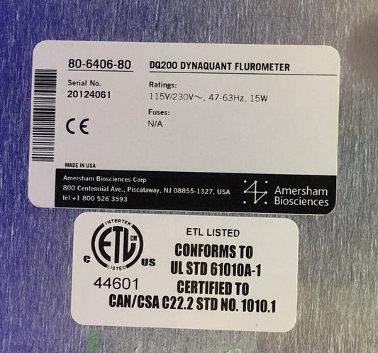 AMERSHAM BIOSCIENCES / HOEFER 80-6406-80 / DQ200 / DYNA QUANT 200 FLUORMETER