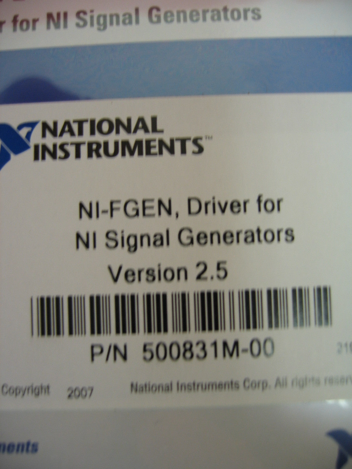 NATIONAL INSTRUMENTS NI-FGEN DRIVERS (NI ARBITRARY WAVE FORM GENERATORS PRODUCTS