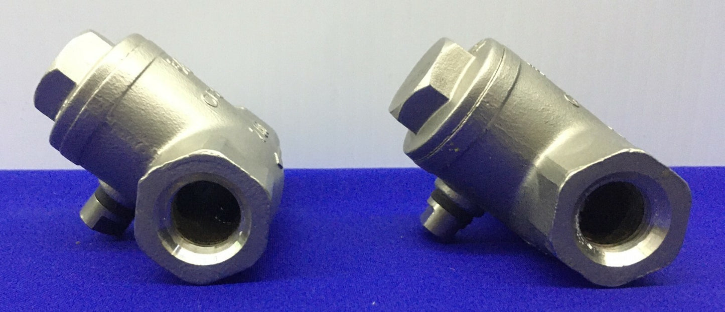 1 LOT QTY OF 2 - SHARPE 3/8 NPT SWING GATE CHECK VALVE CF8M