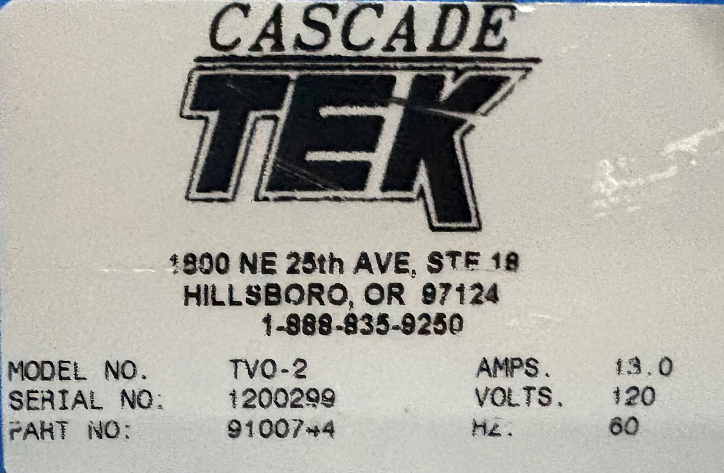 CASCADE TEK EMPTY SHELL VACUUM CHAMBER NO HEAT OR PUMP TVO-2 9100744 - FOR PARTS