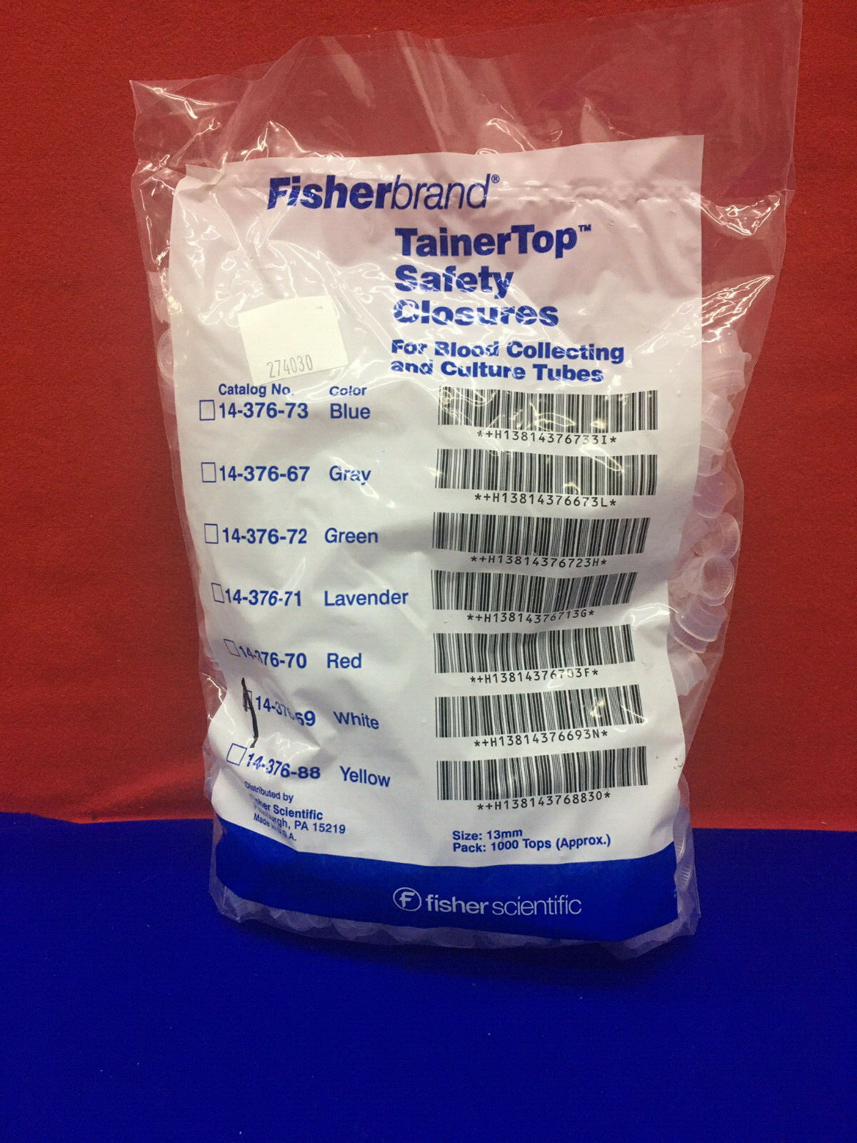 FISHER SCIENTIFIC 14-376-69 13MM WHITE QTY 1 - BAG/PACK OF 1000 CLOSURES