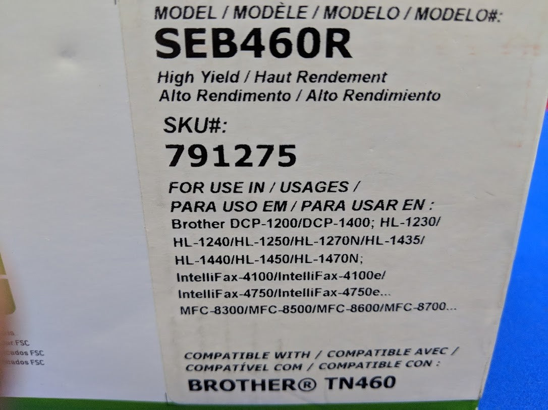 Staples Sustainable Earth Remanufactured Black Toner Cartridge (Model SEB460R)