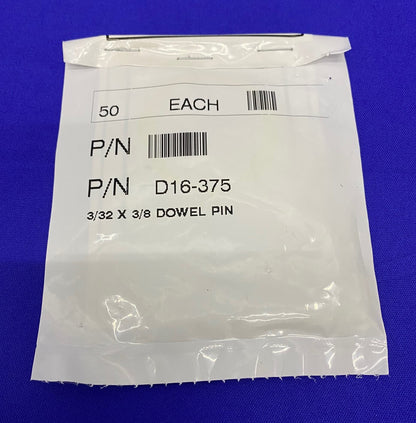 D16-375 3/32 X 3/8 DOWEL PIN - 1 PKG QTY 50 PINS
