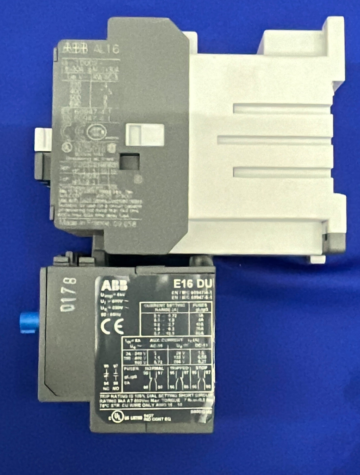ABB AL16 AL16-30-10 & E16DU THERMAL OVERLOAD CONTROL RELAY