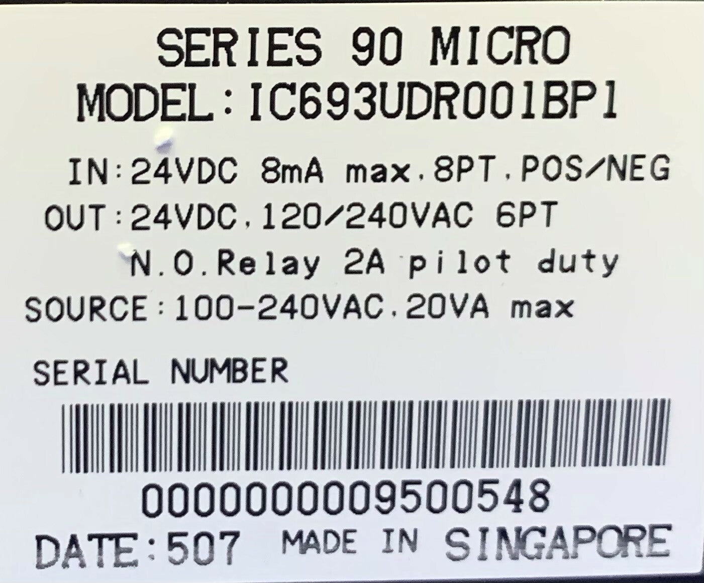 GE Fanuc Serie 90 Mikro-IC693UDR001BP1 Programmierbarer Controller 24VDC