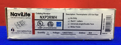 NAVILITE JUNO LIGHTING GROUP NXP3RWH THERMOPLASITC LED EXIT SIGN