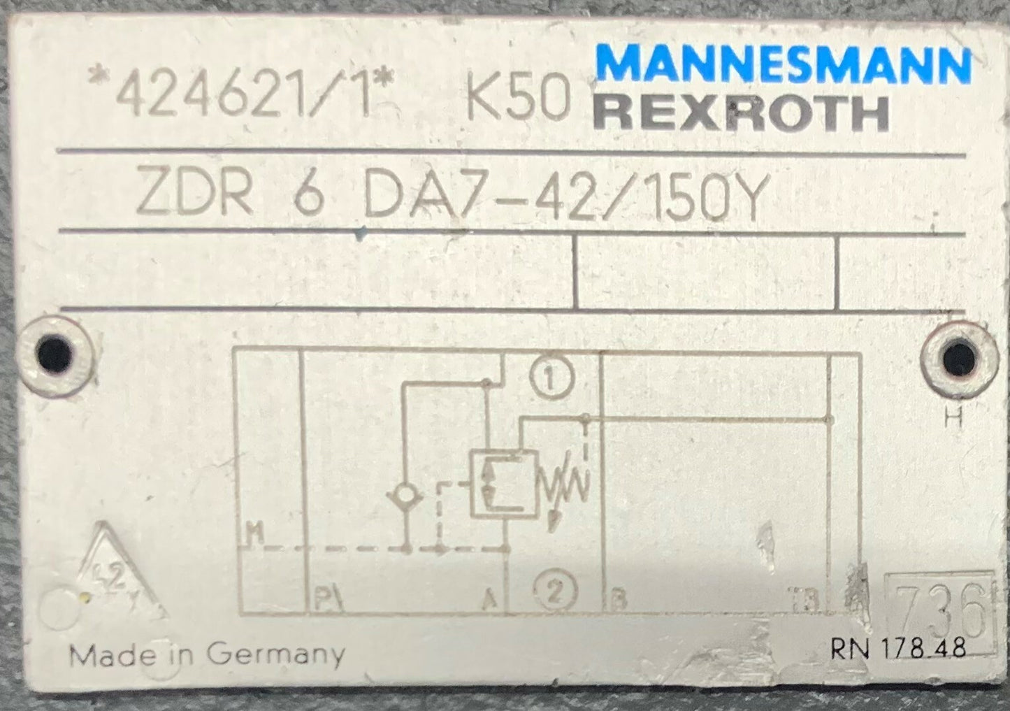 Rexroth K50 ZDR 6 DA7-42/150Y Hydraulic Pressure Reducing Valve 424621/1*