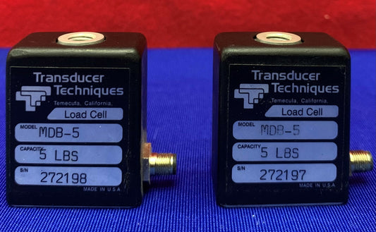 Lot of 2 Transducer Techniques MDB-5 Load Cell / Capacity 5lbs