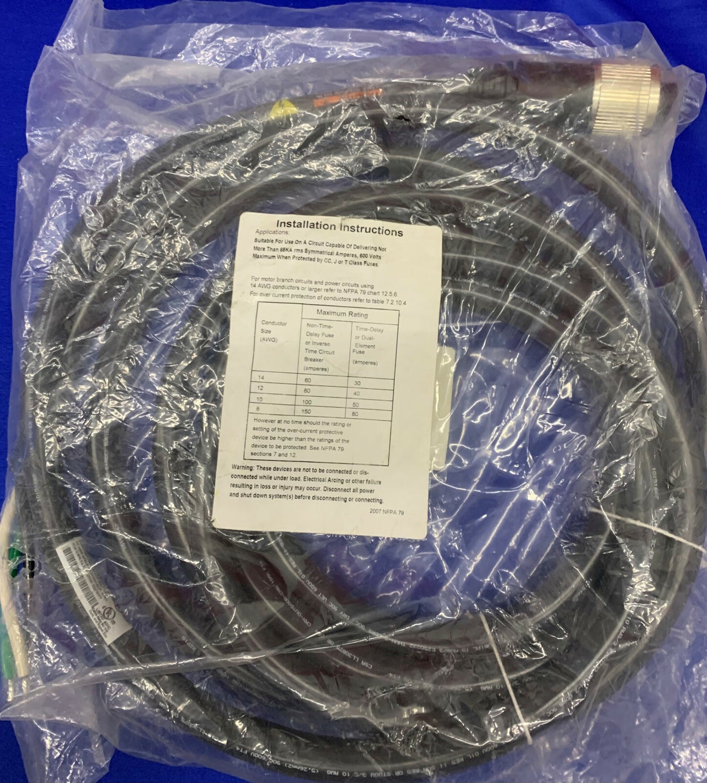 Lot of 2 Turck GKDM 30-5M 3X10 AWG Black PVC Cable ST00W 3 Pole Female Straight