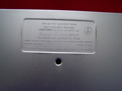 KAPAK CORPORATION 9062 VOLTS 120 A.C.WATTS 135 POUCH  Bag SEALER