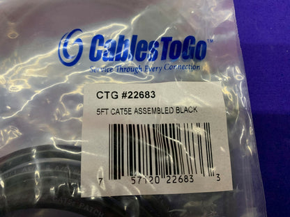 1 Lot Qty of 7 - C2G Cables To Go Cat5e 22683 5’ Black Connectors RJ-45 Male