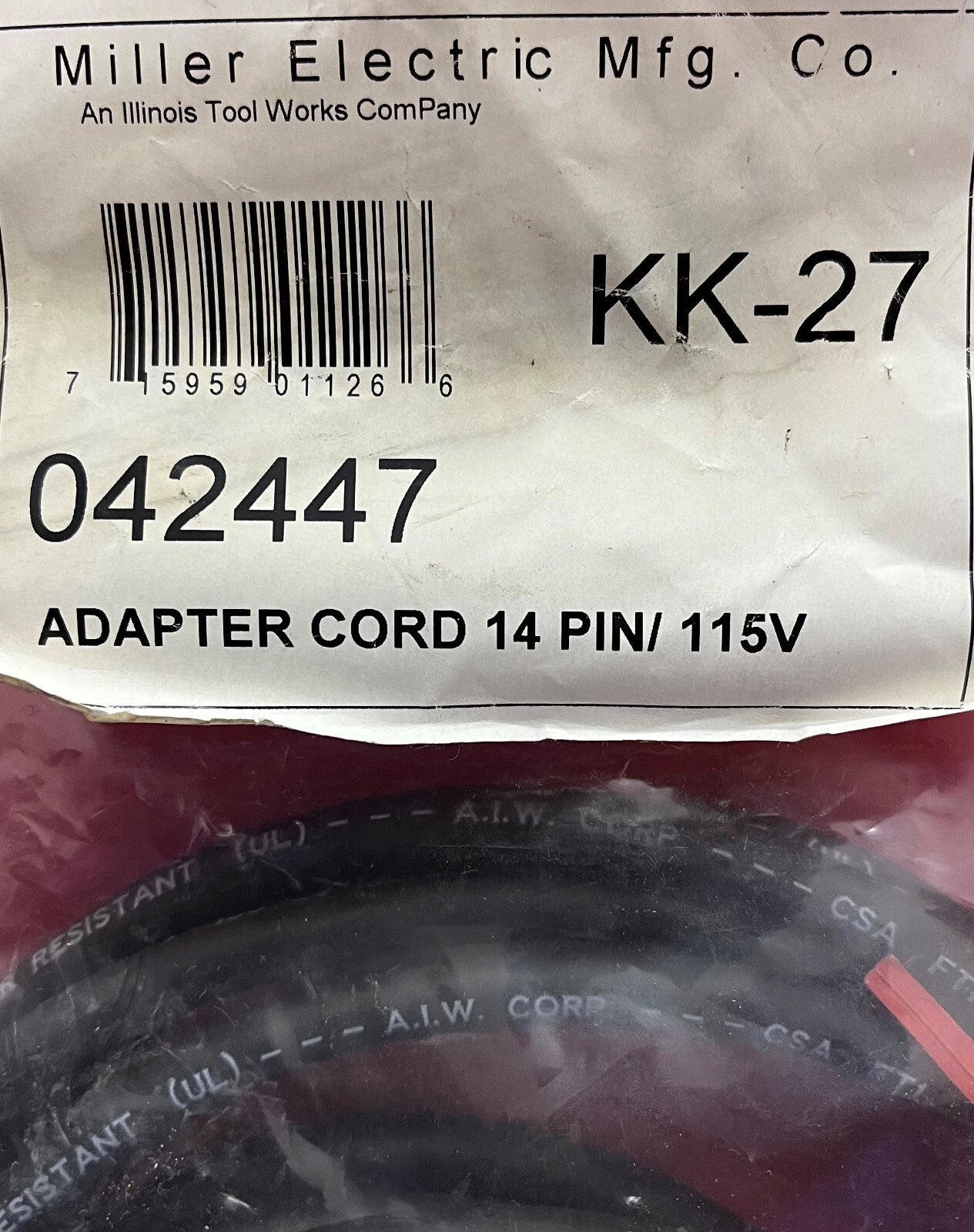 Miller Electric KK-27 Adapter Cord 14 Pin 115V 042447