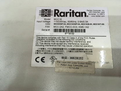 RARITAN コンピュータ MCC16 マスターコンソール II 16 ポート KVM スイッチ