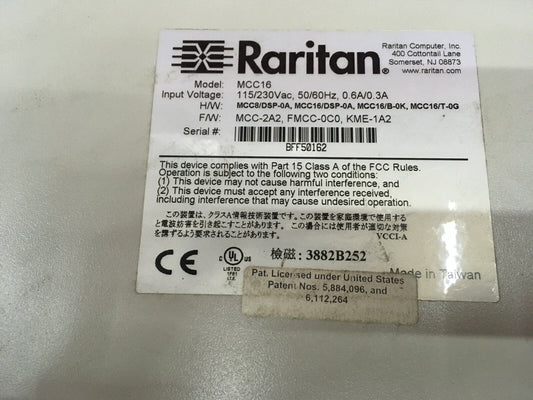 RARITAN COMPUTER MCC16 MASTERCONSOLE II 16 PORT KVM SWITCH