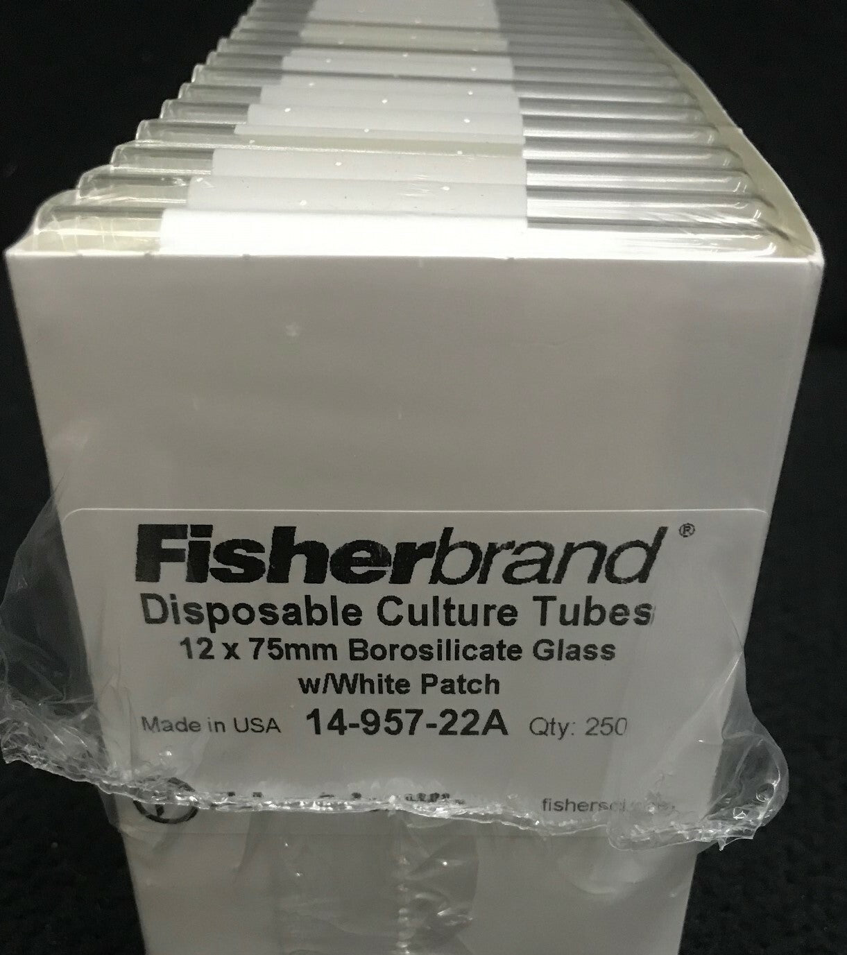FISCHER SCIENTIFIC DISPOSABLE GLASS TEST TUBES 14-957-22A 6mL1  PACKAGE-250 TUBE