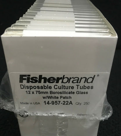 FISCHER SCIENTIFIC DISPOSABLE GLASS TEST TUBES 14-957-22A 6mL1  PACKAGE-250 TUBE
