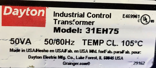 デイトン工業用制御トランス 31EH75 50VA 50/60Hz
