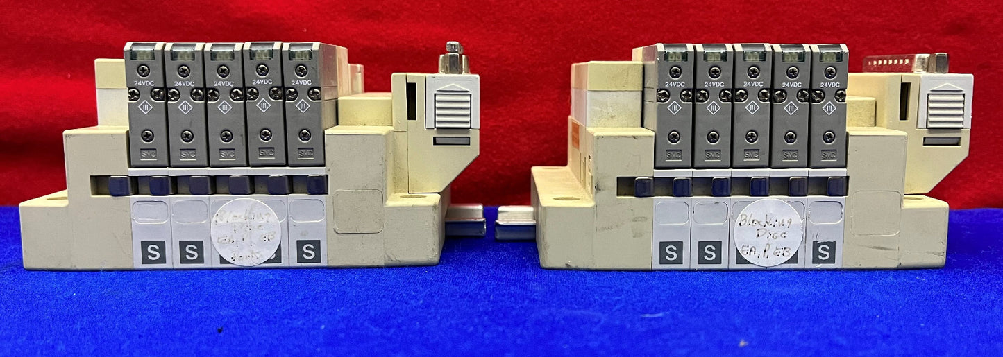 Lot of 2 SMC SS5V1 1011265-00-6 with (5) SV1100-5FU Solenoid Valves