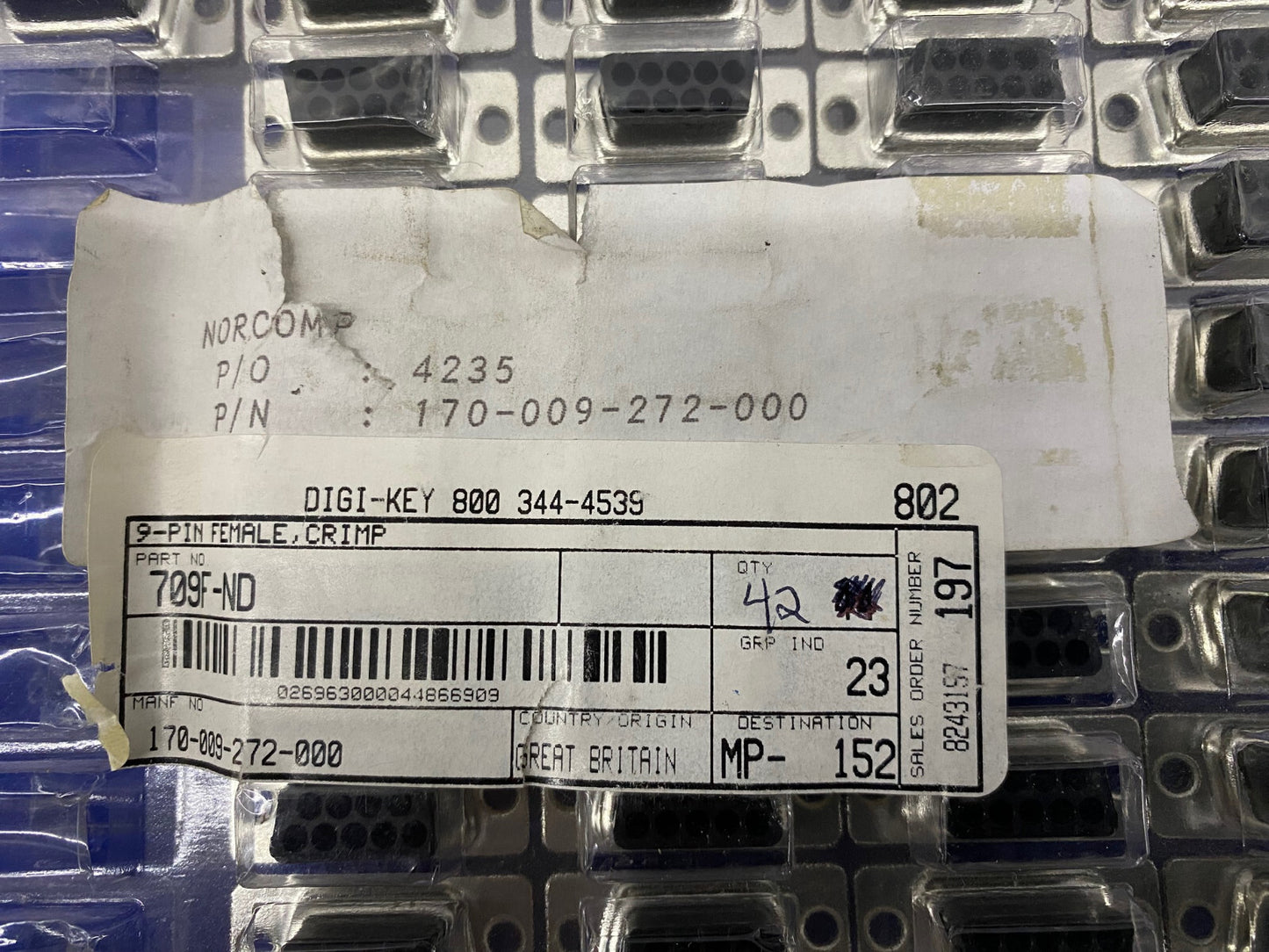 DIGI-KEY 709F-N NORCOMP 170-009-272-000 9-PIN FEMMINA CRIMP - 1 CONFEZIONE QTY 42
