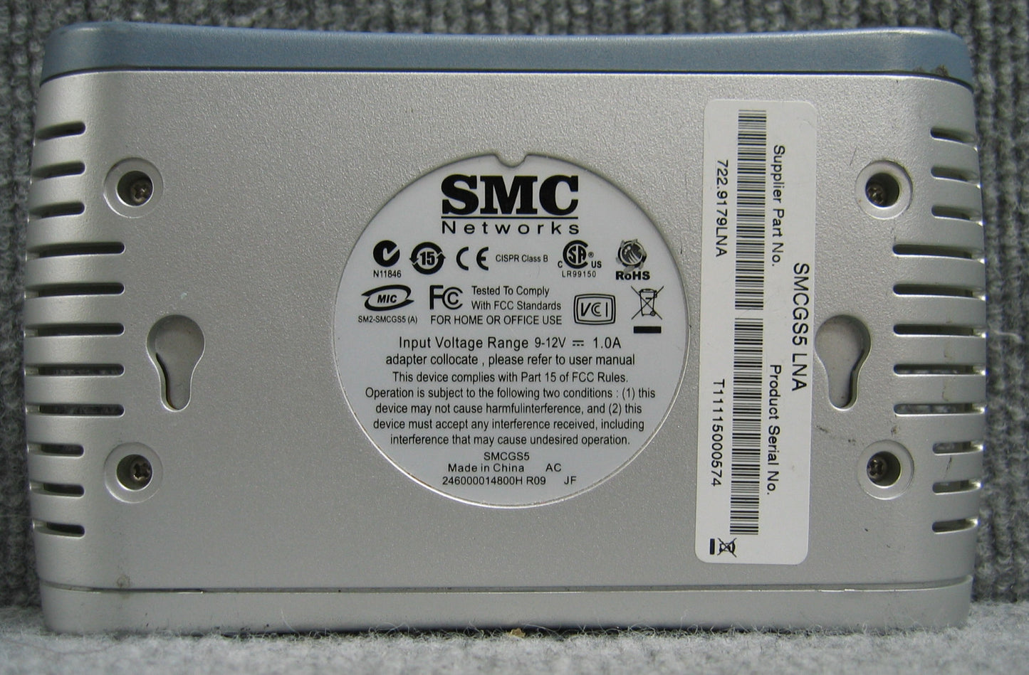 SMC NETWORKS SMCGS5 LNA 5-PORT ETHERNET DESKTOP NETWORK SWITCH