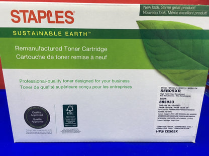 STAPLES SEB05XR / HP CE505X REMANUFACTURED TONER CARTRIDGE