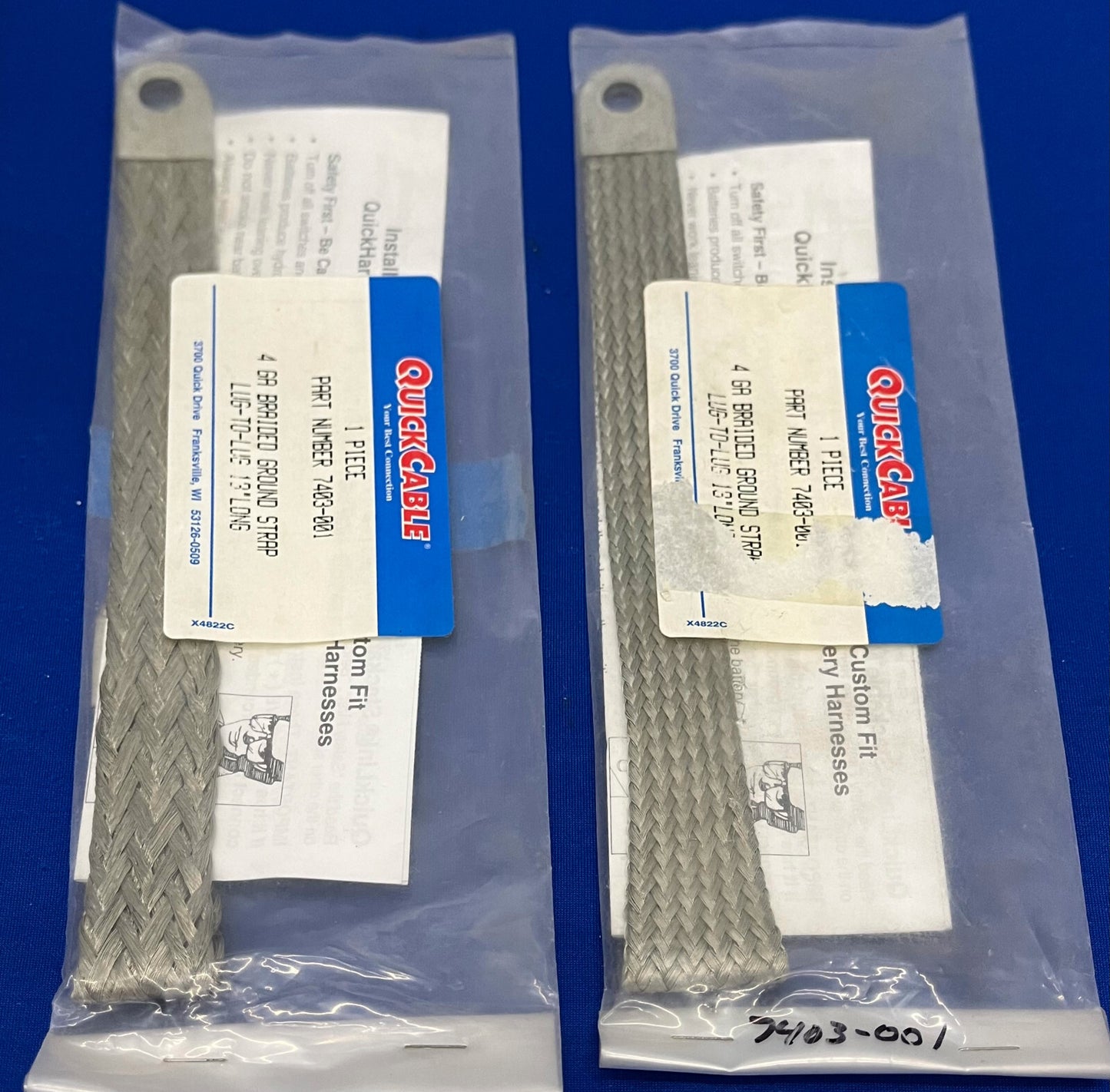 CINGHIA DI TERRA INTRECCIATA QUICK CABLE ® 4 GA 7403-001 LUG-TO-LUG 13” LUNGA - QTY 2