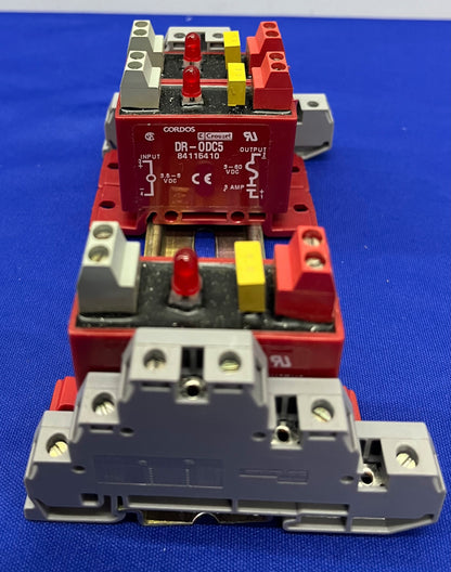 CROUZET GORDOS DR-ODC5 or DR-0DC5 I/O RELAY MODULE - 1 LOT QTY OF 3 ON DIN RAIL