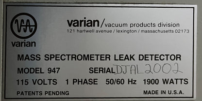 ESPECTRÓMETRO DE MASAS DE HELIO VARIAN AUTO-TEST 947 - DETECTOR DE FUGAS - PARA PIEZAS/REPARACIÓN H2 
