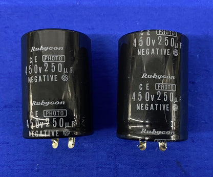 RUBYCON 450V250uF CAPACITOR, ITEMS ARE USED, SELLING AS '1 LOT QTY 2'