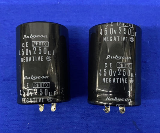 RUBYCON 450V250uF CAPACITOR, ITEMS ARE USED, SELLING AS '1 LOT QTY 2'