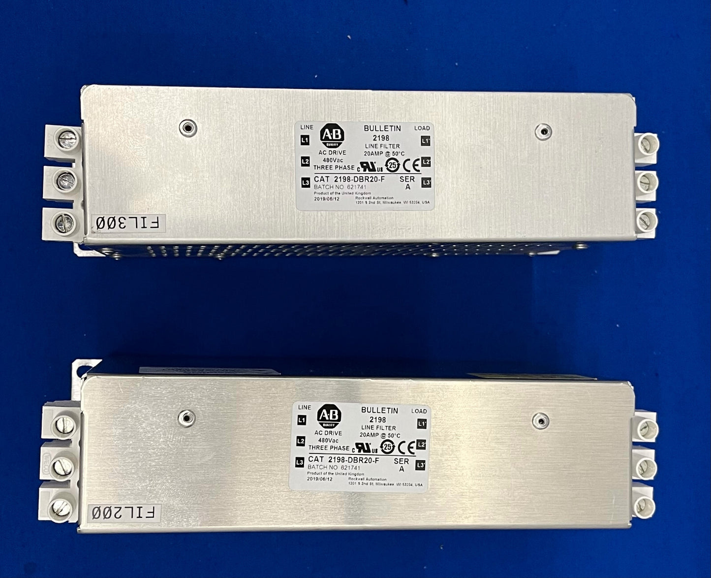 Allen Bradley AB 2198 KINETIX 5700 ENC LINE FILTER 2198-DBR20-F SER A  - QTY 2