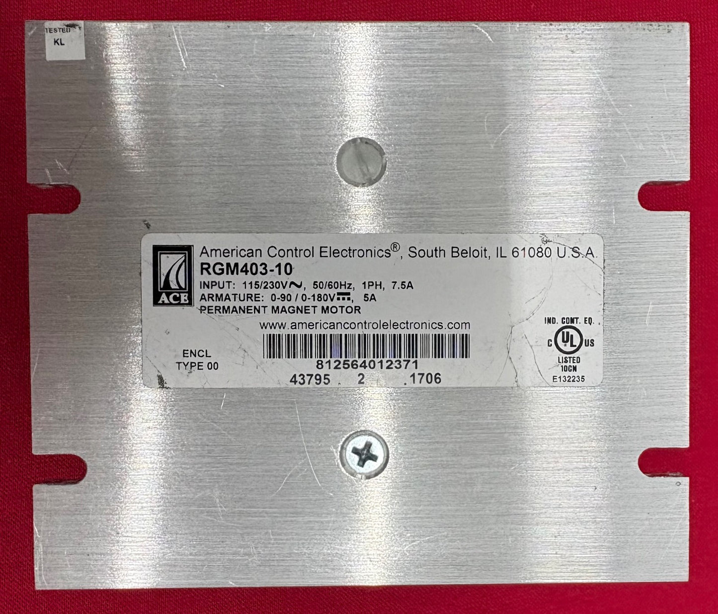 AMERICAN CONTROL RGM403-10 PERMANENT MAGNET DC MOTOR CONTROL