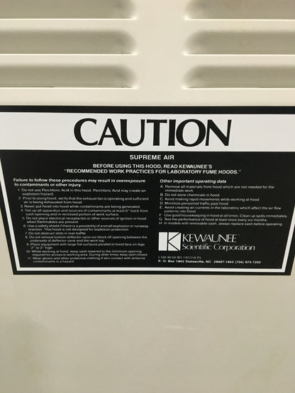 KEWAUNEE LABORABZUG/OHNE BASIS SUPREME AIR 8' X 3' X 78"