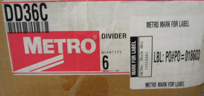 METRO SHELF DIVIDER DD36C 8"x36" NEW NSF CHROME PLATED  1 LOT QTY OF 6