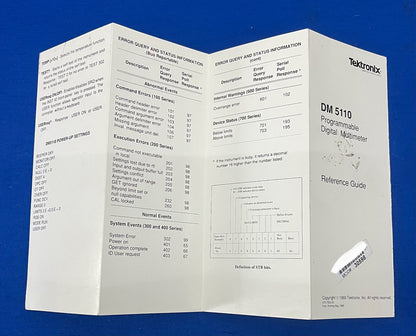 TEKTRONIX DM 5110 PROGRAMMABLE DIGITAL MULTIMETER REFERENCE GUIDE 070-7559-00