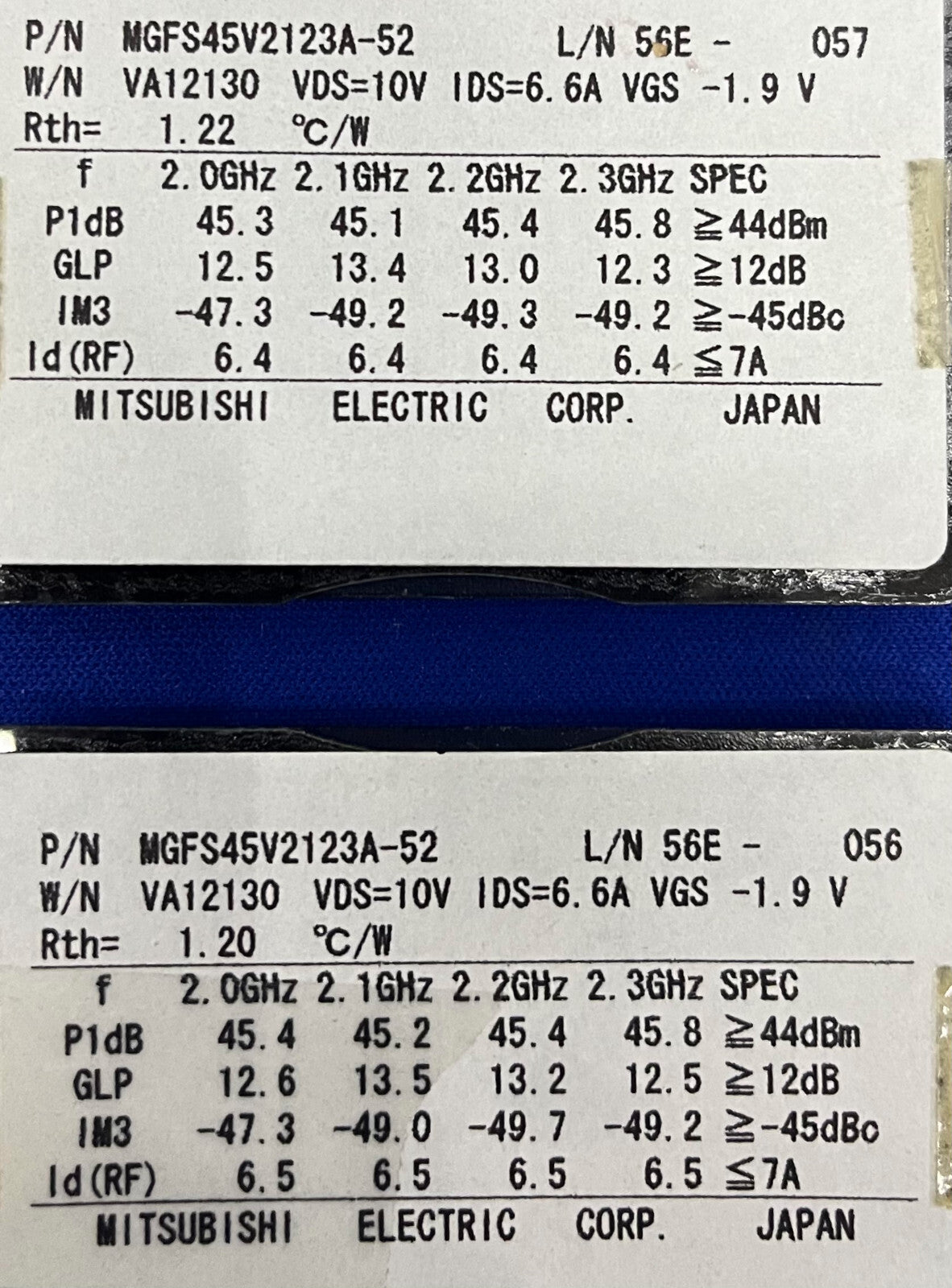 MITSUBISHI MGFS45V2123A-52 L/S BAND INTERNALLY MATCH POWER GaAs FET  1 LOT QTY 2