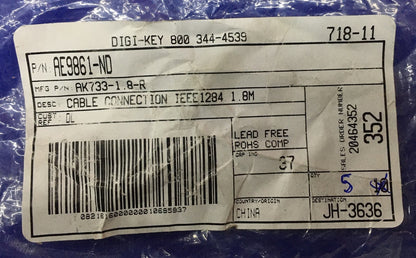 QTY 5 - DIGI-KEY AE9861-ND AK733-1.8-R CABLE CONNECTION IEEE1284 1.8M