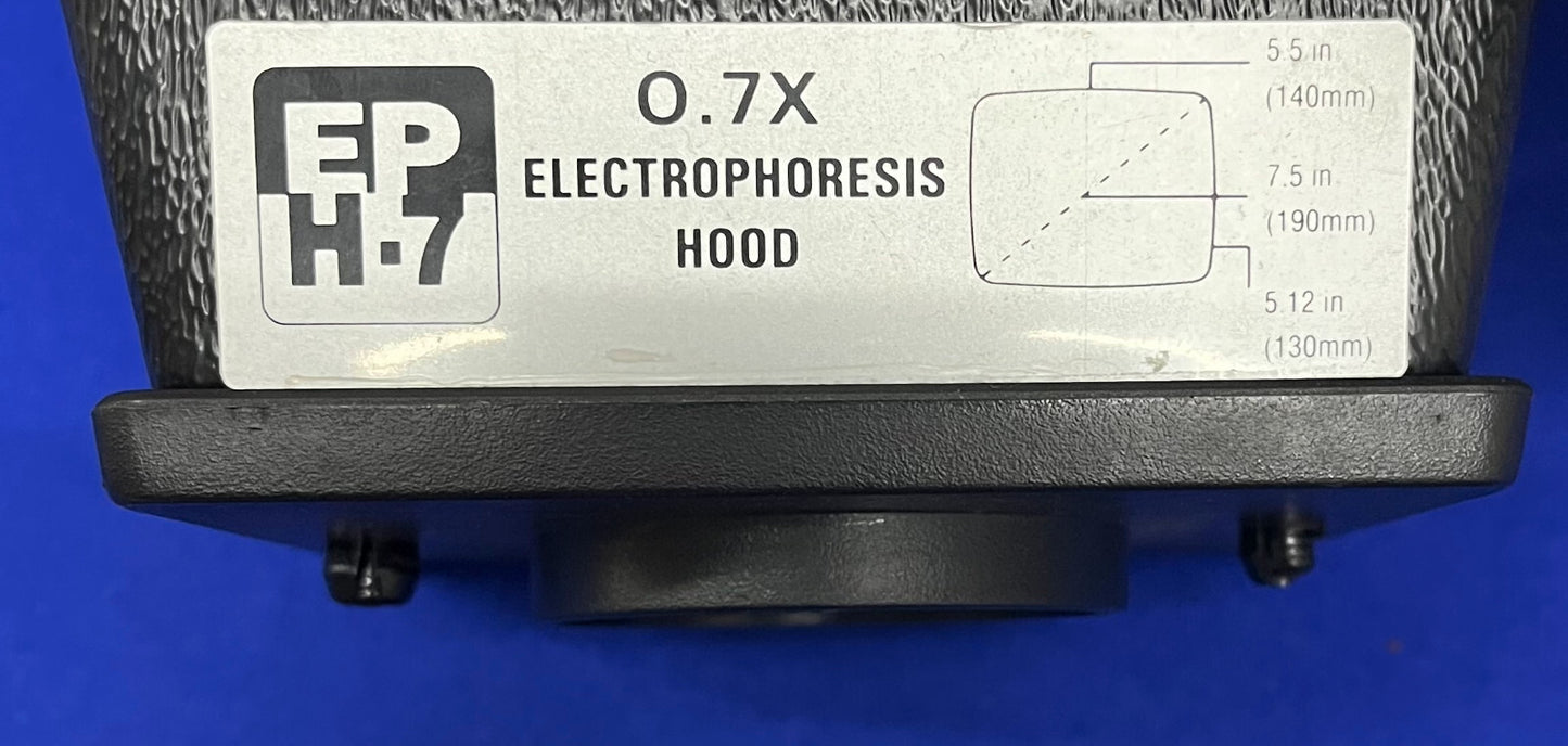 POLAROID GELCAM COPAL RED SHUTTER w/ EP-H7 0.7x ELECTROPHORESIS HOOD