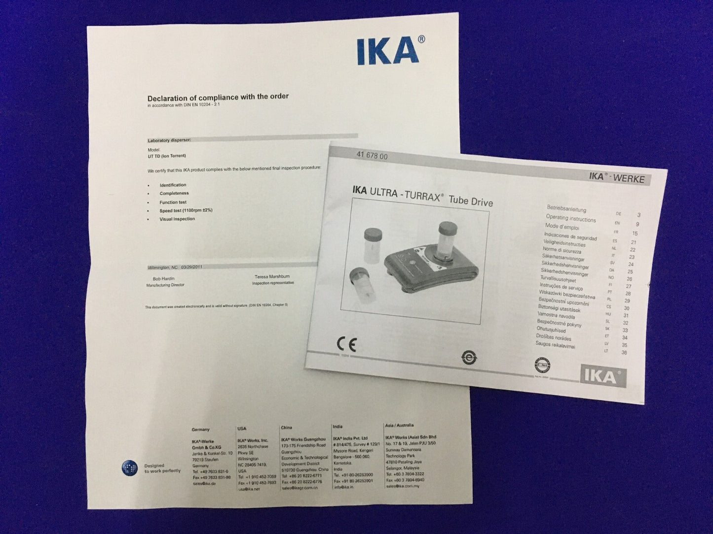 IKA ® UT TD (イオントレント) ULTRA-TURRAX ® チューブドライブ 24V 800mA 