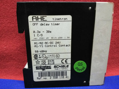 ENTRELEC AHE SCHIELE TIMETRON  OFF DELAY TIMER .3-30s  2.550.118.41 / 255011841