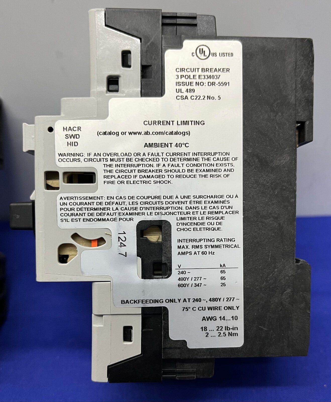 Allen Bradley AB CASE CIRCUIT BREAKER - 1 LOT 1 EACH - 140UD6D3C20 & 140UD6D3C15