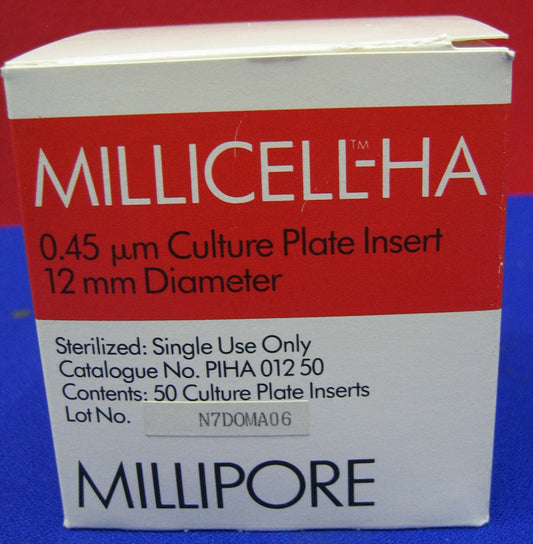 PIHA 012 50 PIHA01250 MILLIPORE LOT NO.N7DOMA06 0.45um CULTURE PLATE INSERTS