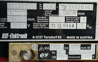 RSF ELEKTRONIK MSA 6706 67061 170MM LINEAR ENCODER W/ Parker Daedal 106061C20ELH