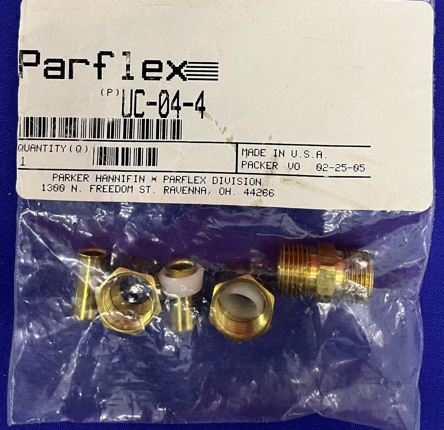 1 Lot of QTY 5 PKGS - Parker Parflex UC-04-4 FS Hose & Fittings Brass 1/4