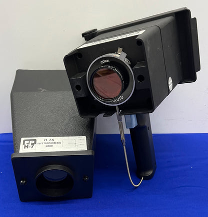 POLAROID GELCAM COPAL RED SHUTTER w/ EP-H7 0.7x ELECTROPHORESIS HOOD