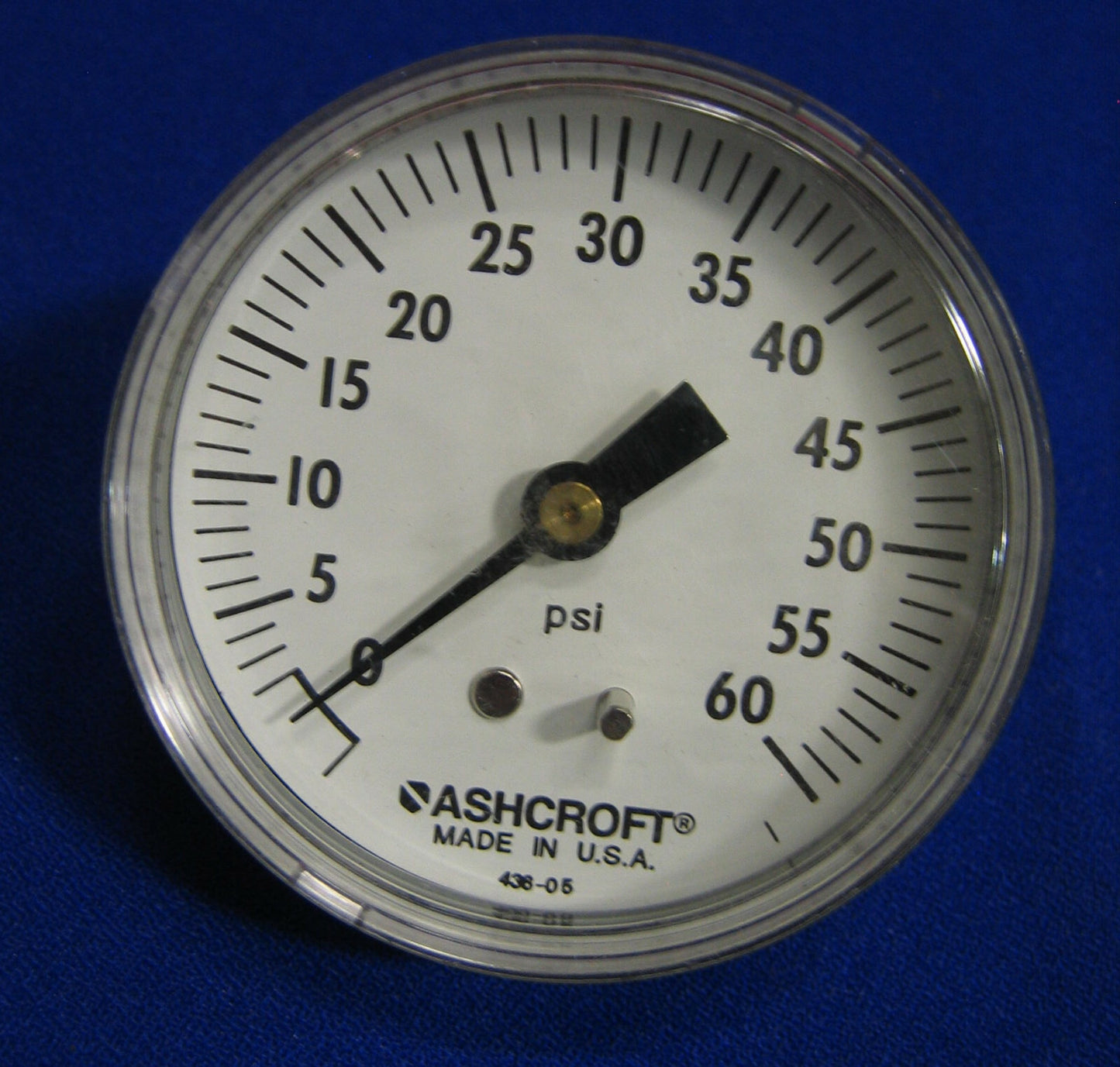 ASHCROFT MODEL 436-05 0-60 PSI PRESSURE GAUGE BRASS SOCKET BRONZE TUBE